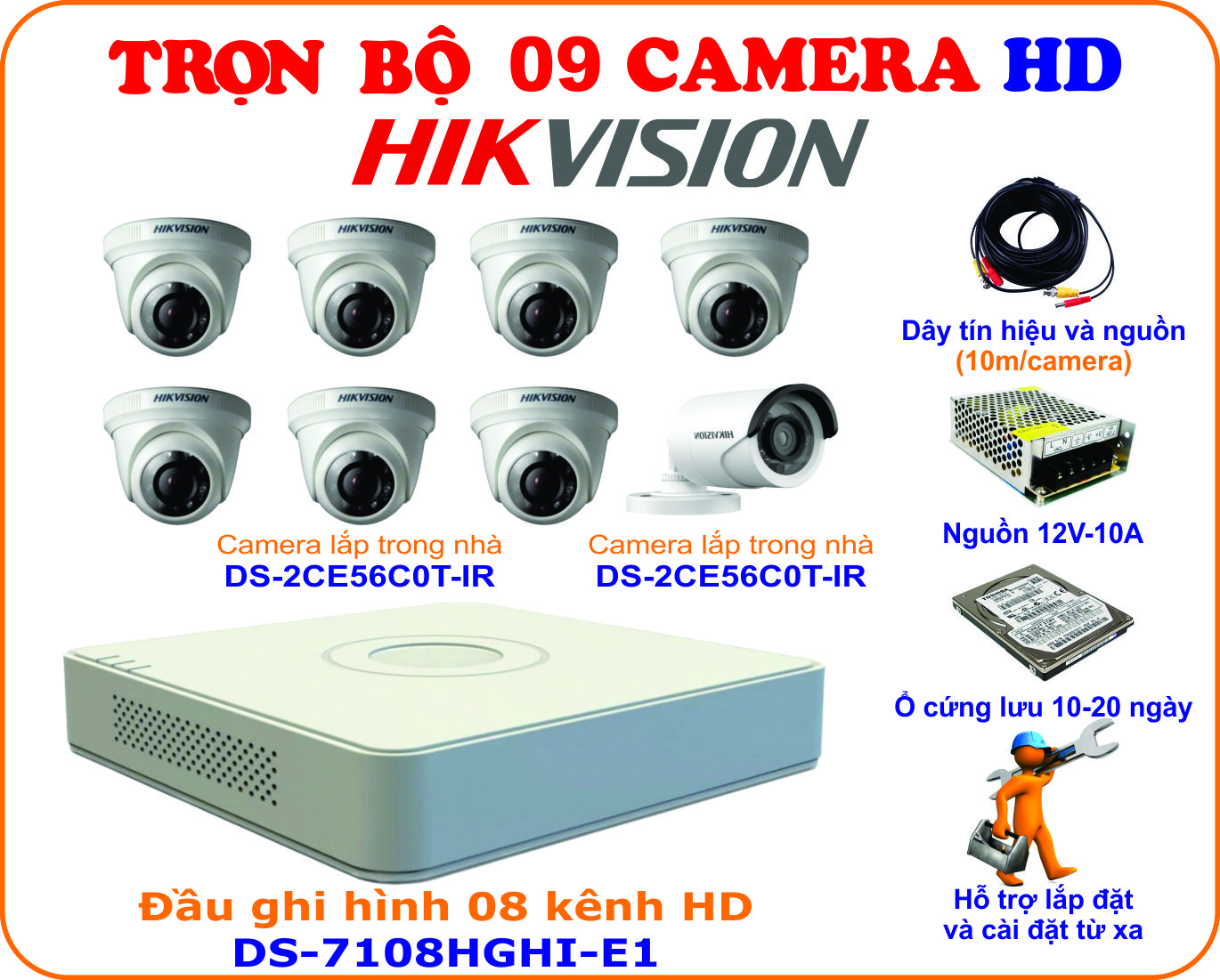 Trọn bộ 08 Camera HD 720P